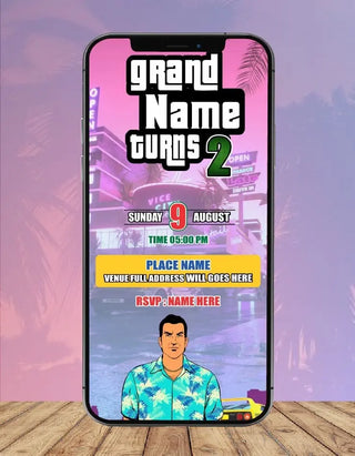 GTA Vice City Birthday Invitation | IM-2595