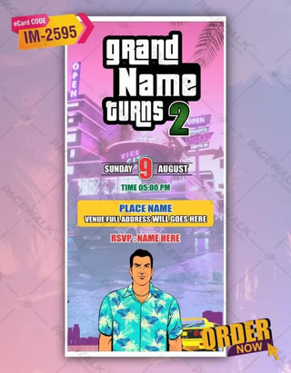 GTA Vice City Birthday Invitation 