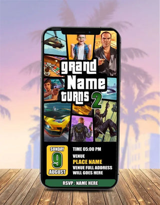 Grand Theft Auto Birthday Invitation | IM-2592