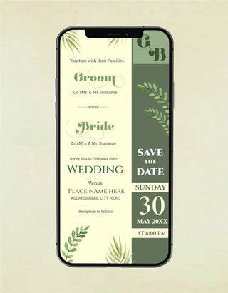 Green Leaves Wedding Invitation | W-387