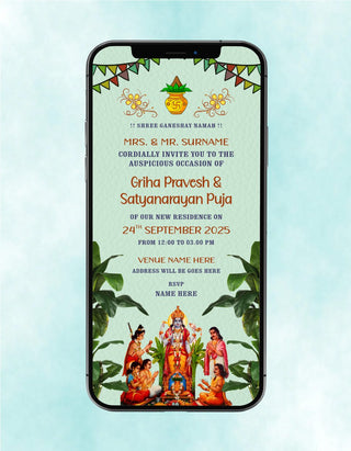 Griha Pravesh &amp; Satyanarayan Puja Invitation | H-22