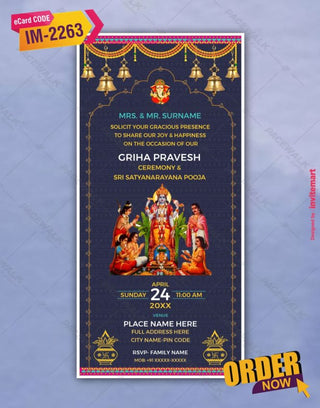 Griha Pravesh & Satyanarayan Puja Invitation Card