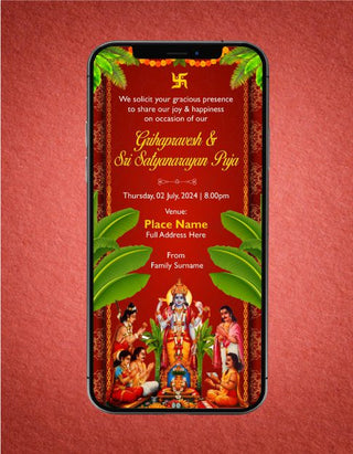 Grihapravesh and Satyanarayan Pooja Invitation | H-11