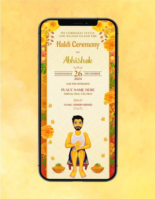 Groom Haldi Ceremony Invite | W-299