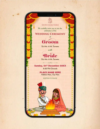 Gujarati Wedding Ceremony Invitation Card 