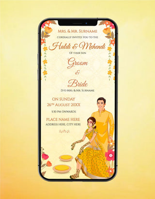 Haldi And Mehndi Invitation Card | W-378