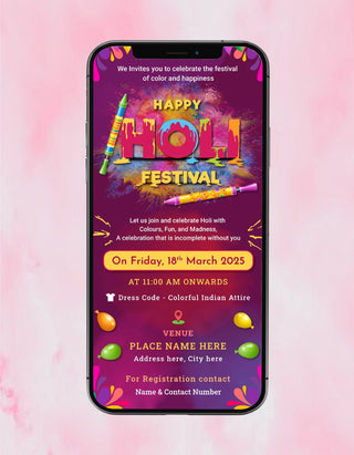 Happy Holi Festival Invitation | HH-07