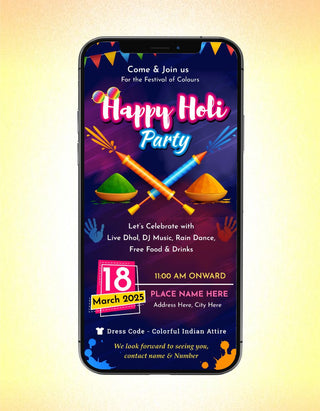 Happy Holi Party Invitation | HH-06