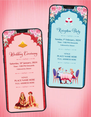 Hindu Wedding Multiple Events Invite PDF Cards | W-313