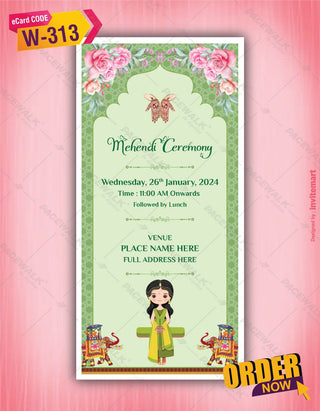 Hindu Wedding Multiple Events Invite PDF Cards | W-313