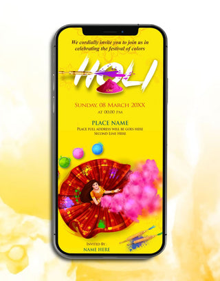 Holi Party Invitation Card Online | IM-2410