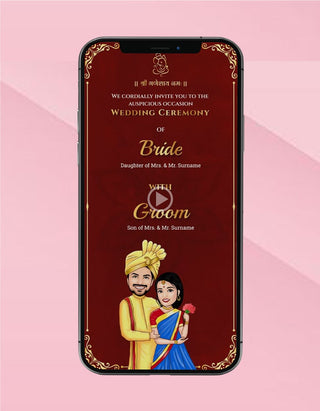 Indian Caricature Wedding Invitation Video | W-518-V