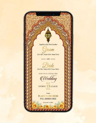 Indian Nakashi Wedding Invitation | W-139