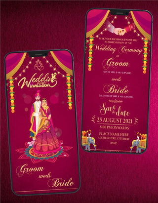 Indian Wedding Invitation Card Templates | W-91