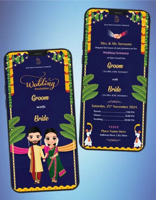 Indian Wedding Invitation PDF Cards | W-296