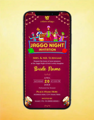 Jaggo Night Invitation Card | W-377