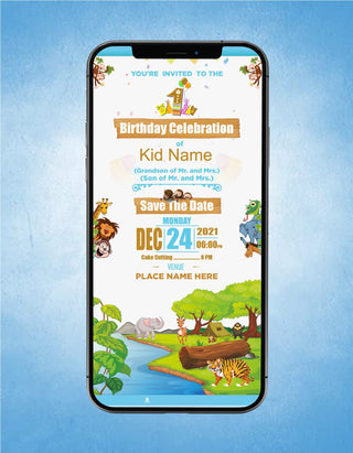 Jungle Theme Birthday Invitation Card | B-19