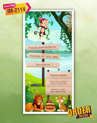 Jungle Theme Birthday Invitation Pdf Card | IM-2114