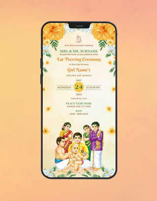 Kids Ear Piercing Invitation Card | EP-04