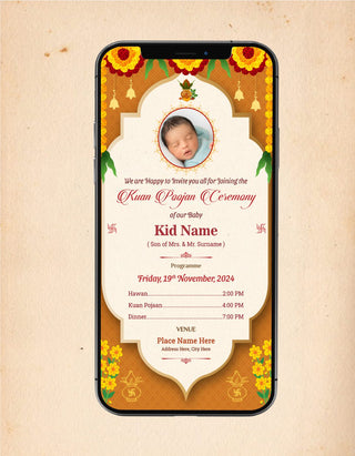 Kuan Poojan Ceremony Invitation | KP-04