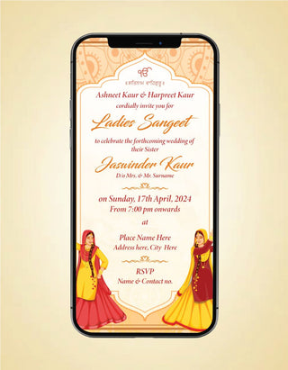 Ladies Sangeet Wedding Invitation Card