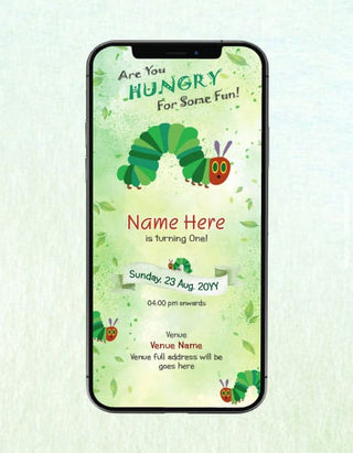 Little Hungry Caterpillar Birthday Invitation Card | IM-2115