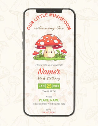 Little Mushroom Birthday Invitation | IM-2597