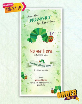 Little Hungry Caterpillar Birthday Invitation Card