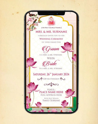 Lotus Theme Wedding Invitation | W-263