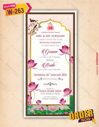 Lotus Theme Wedding Invitation