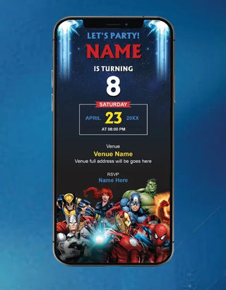 Marvel Heroes Birthday Invitation 