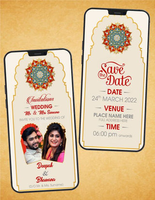 Marwari Style Wedding Invitation Templates | W-12