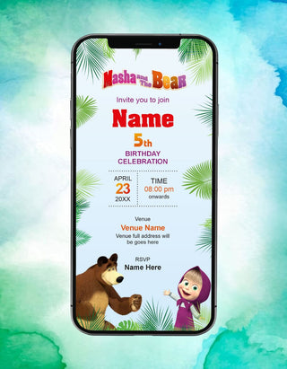 Masha And The Bear Birthday Invitation | IM-2482