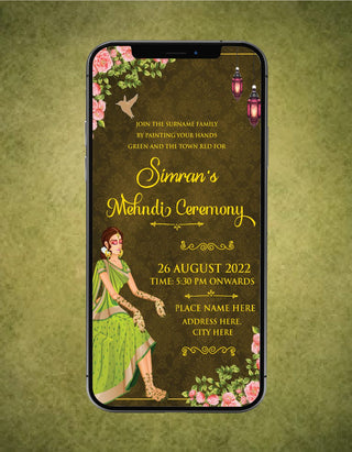 Mehndi Ceremony Invitation Card | W-122