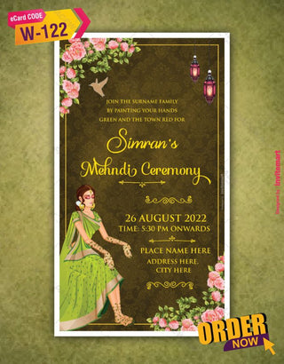 Mehndi Ceremony Invitation Card 