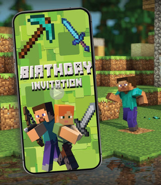 Minecraft Birthday Invitation Video | IM-2046