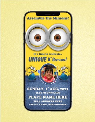 Minions Invitation Card With Photo | B-43