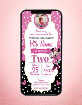 Minnie Mouse Birthday Invitation Card Templates | B-27