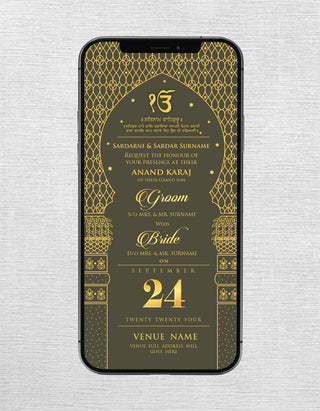 Modern Sikh Wedding Invitation | W-323