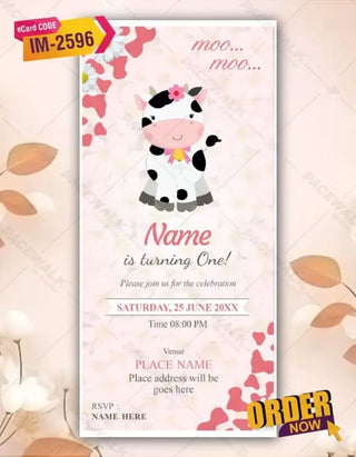 Moo Moo Cow Birthday Invitation 