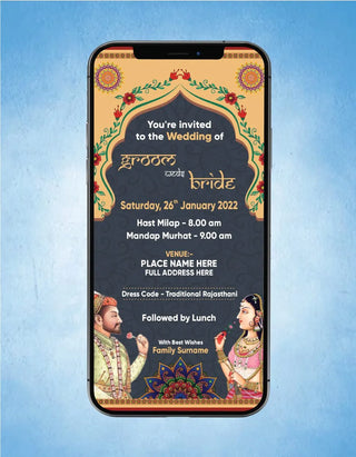 Mughal Art Wedding Invite | W-127