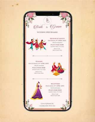 Multiple Events Wedding Invitation Card | W-398