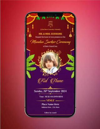 Mundan Sarkar Ceremony Invitation | MU-03