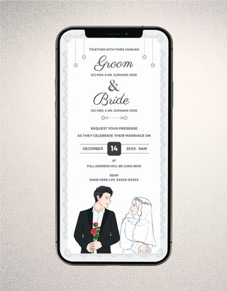 Muslim Wedding Illustration Invitation | W-268