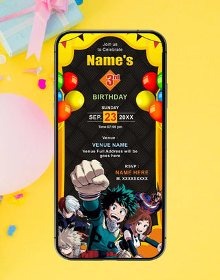 My Hero Academia Birthday Invitations | IM-2541