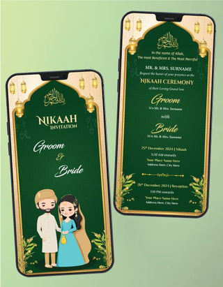 Nikaah Invitation PDF Cards | W-291