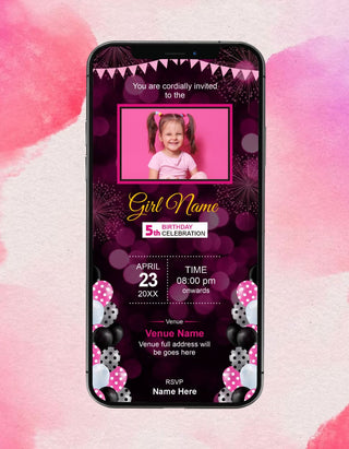 Pink Black Birthday Invitations | IM-2479