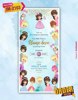 Princess Birthday Invite Templates | IM-2103