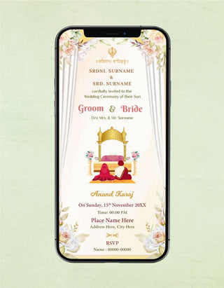 Punjabi Anand Karaj Wedding Invitation | W-386