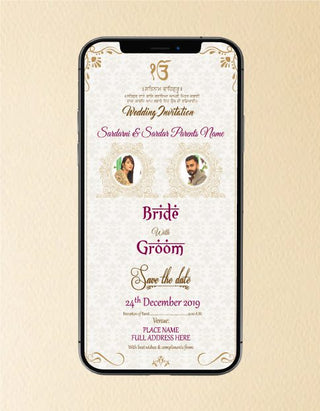 Punjabi Wedding Invitation ecards With Photo | W-47